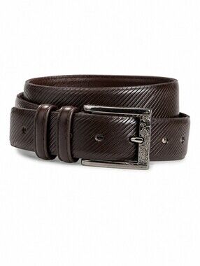 Robert Graham lux embossed brown leather belt 38
